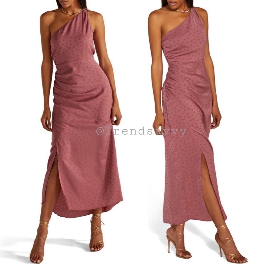 Favorite Daughter Mauve One Shoulder Midi Dress 6 Wedding Guest Evening Cocktail